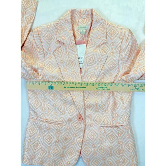 Appleseeds Women’s Blazer Sz 8 Textured Geometric Print Jacket Career Office - Picture 7 of 9